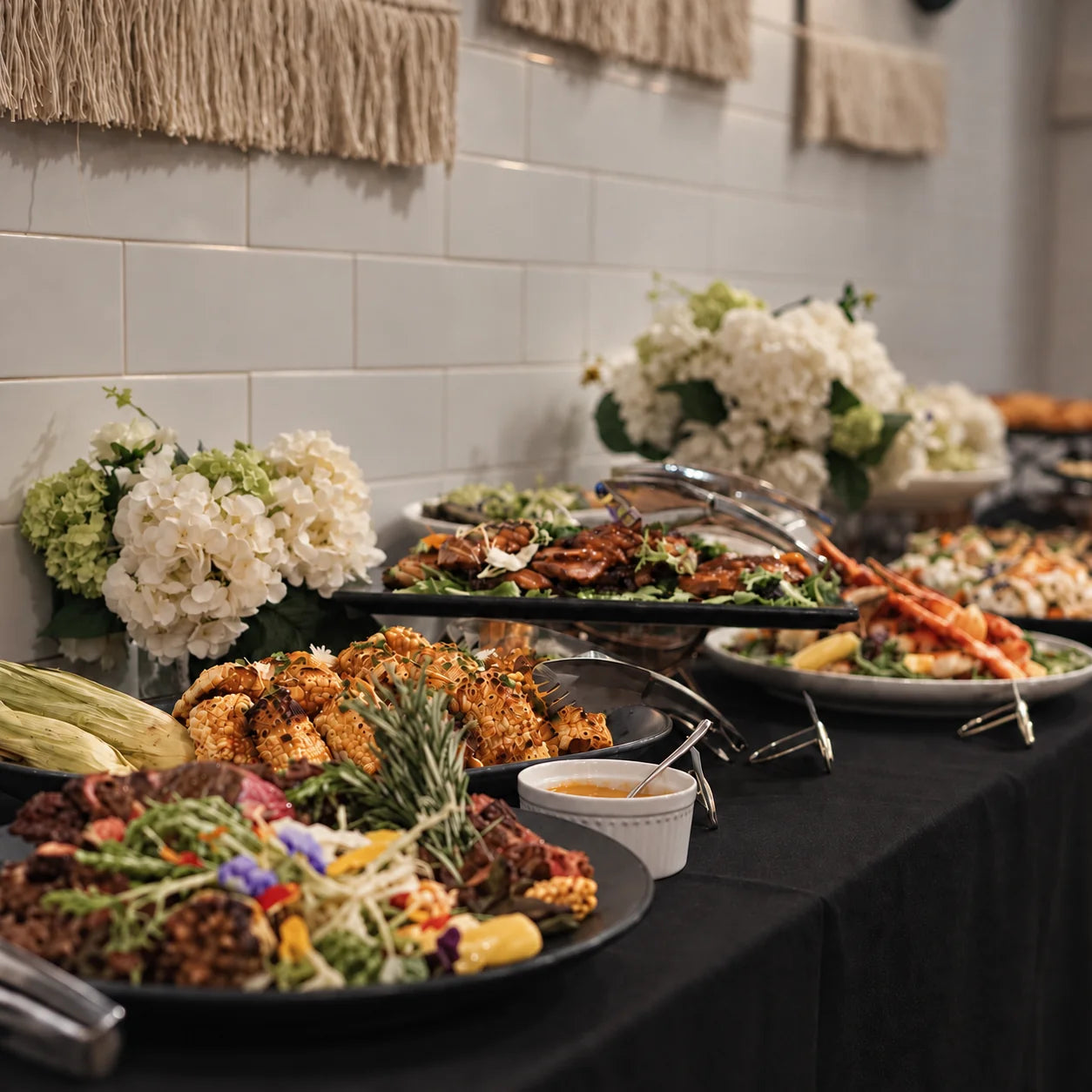 Cuseho buffet platters laid out and ready on an event table