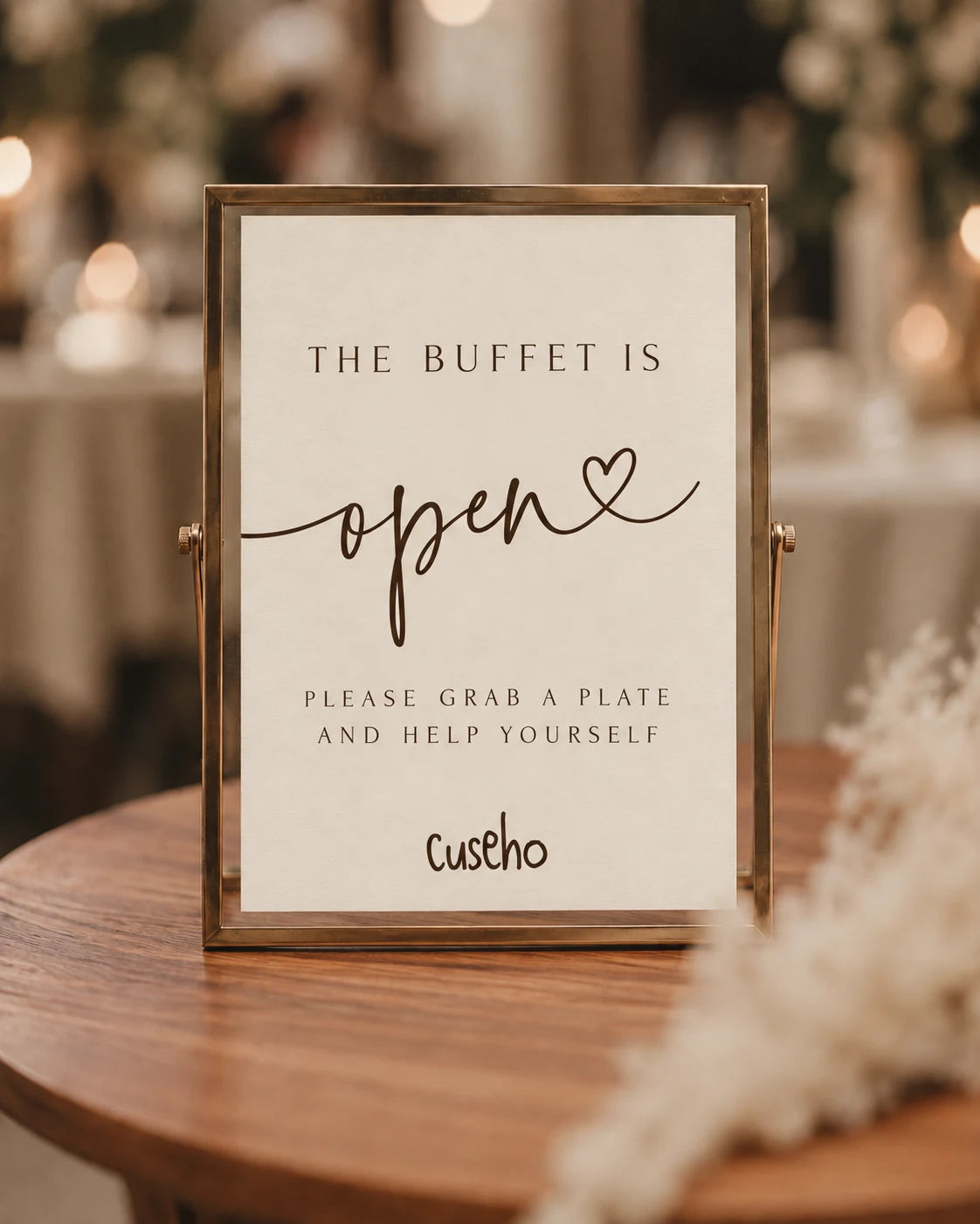 Cuseho buffet open sign inviting guests to help themselves